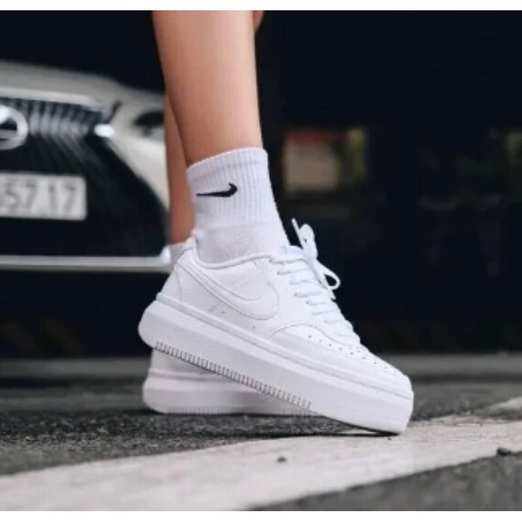NIKE WOMENS COURT VISION ALTA SNEAKER - WHITE - Picture 1 of 9